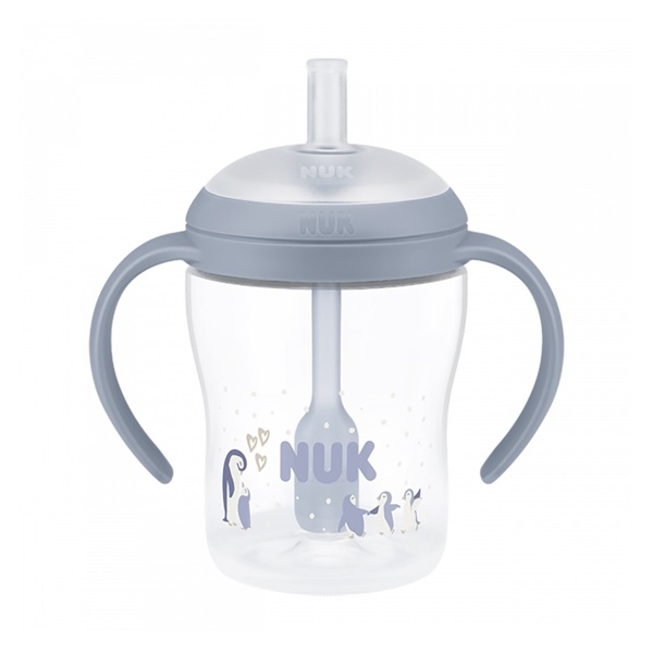 Kojenecká fľaša NUK Perfect Match na učenie so slamkou PENGUIN 150 ml