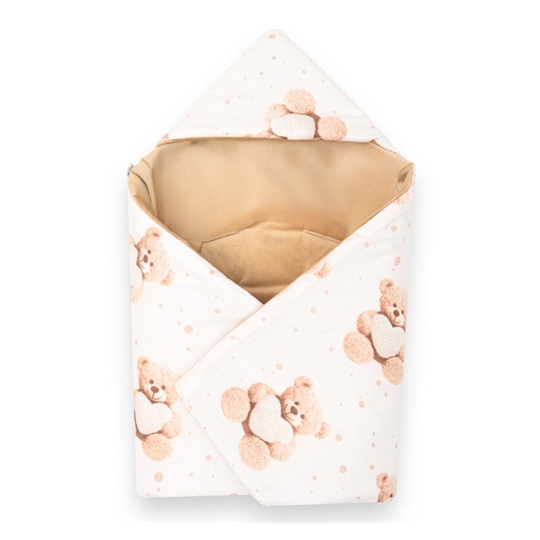 Zateplená zavinovačka do autosedačky New Baby Love Teddy Bear beige