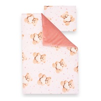 Obojstranný Set z Velvet a bavlny do kočíka New Baby Love Teddy Bear pink