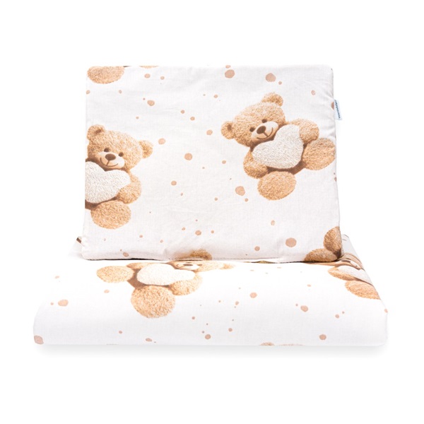 Obojstranný Set z Velvet a bavlny do kočíka New Baby Love Teddy Bear beige
