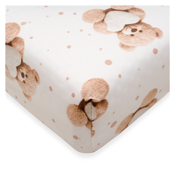 Bavlnené prestieradlo do postieľky New Baby Love Teddy Bear 120x60 cm beige
