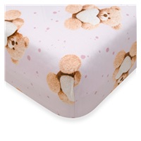 Bavlnené prestieradlo do postieľky New Baby Love Teddy Bear 120x60 cm pink