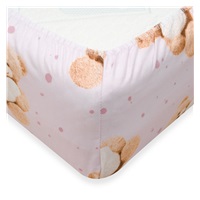 Bavlnené prestieradlo do postieľky New Baby Love Teddy Bear 120x60 cm pink