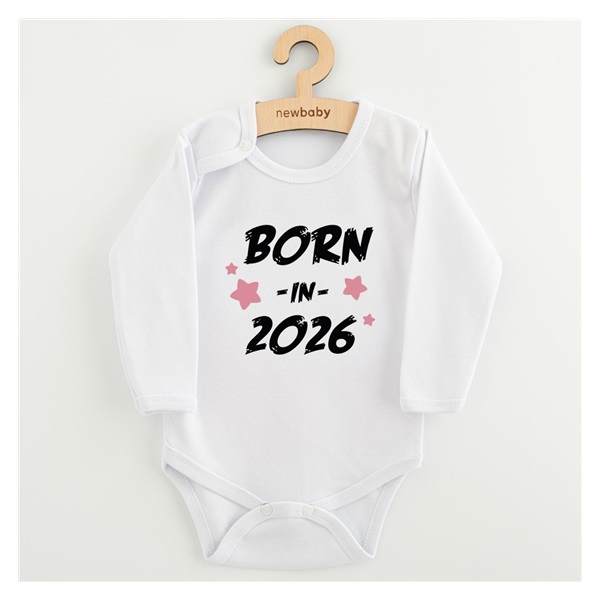 Detské body s potlačou New Baby BORN IN 2026 pink