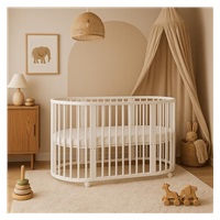 Detská rastúca postieľka 3v1 oválna + matrac New Baby biela