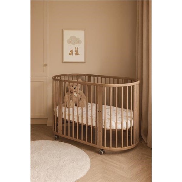 Detská rastúca postieľka 3v1 oválna + matrac New Baby orechová