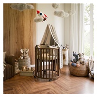 Detská rastúca postieľka 3v1 oválna + matrac New Baby orechová