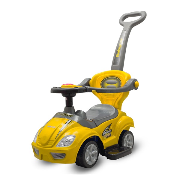 Detské odrážadlo s vodiacou tyčou 3v1 Baby Mix Mega Car Žlté (Poškodený obal)