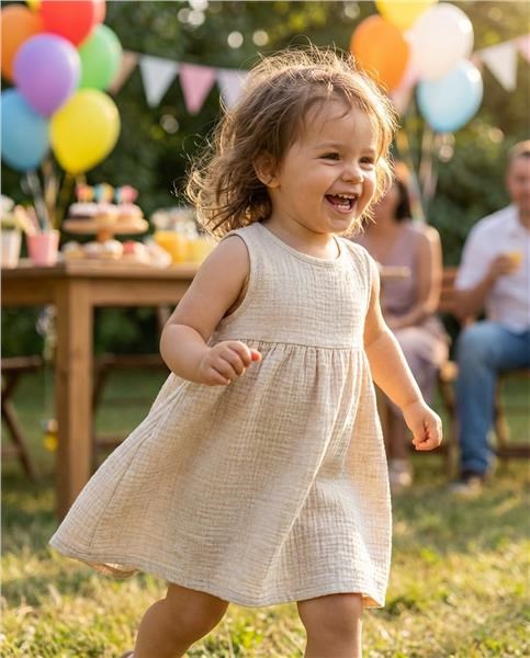 Dojčenské mušelínové šaty New Baby Ella linen