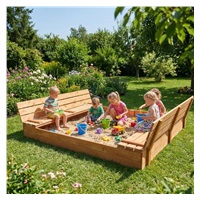 Detské drevené pieskovisko s poklopom a lavičkami Baby Mix 180x180 cm