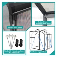 Záhradný skleník 183 × 244 cm polykarbonát, hliníkový rám