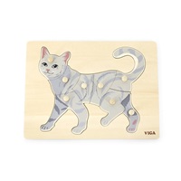 Detské drevené puzzle s úchytmi Viga Cat