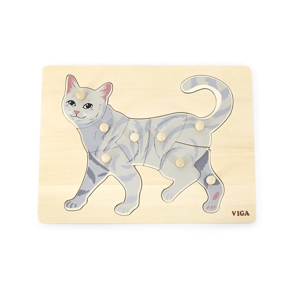 Detské drevené puzzle s úchytmi Viga Cat