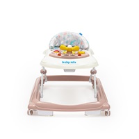 Detské chodítko Baby Mix s volantom a silikónovými kolieskami ružové (Zánovný)