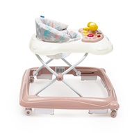 Detské chodítko Baby Mix s volantom a silikónovými kolieskami ružové (Zánovný)