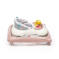 Detské chodítko Baby Mix s volantom a silikónovými kolieskami ružové (Zánovný)