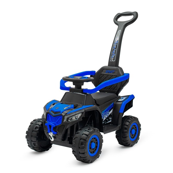 Detské elektrické odrážadlo Baby Mix Ruggy s vodiacou tyčou modré (Poškodený obal)