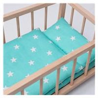 Drevená postieľka-kolíska pre bábiky s obliečkami Baby Mix stars mint