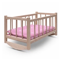 Drevená postieľka-kolíska pre bábiky s obliečkami Baby Mix stars pink