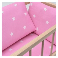 Drevená postieľka-kolíska pre bábiky s obliečkami Baby Mix stars pink