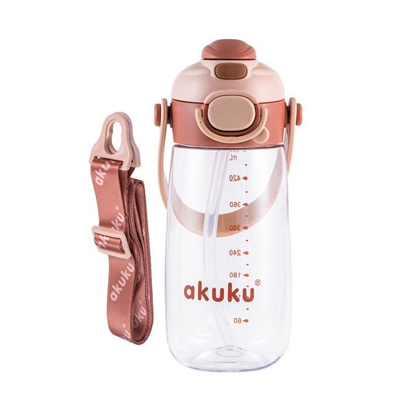 Školská fľaša so slamkou Akuku 480 ml, mocha