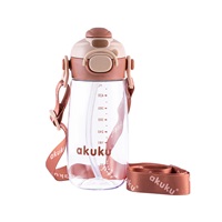 Školská fľaša so slamkou Akuku 480 ml, mocha