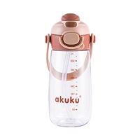 Školská fľaša so slamkou Akuku 480 ml, mocha