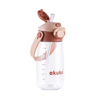 Školská fľaša so slamkou Akuku 480 ml, mocha