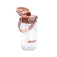 Školská fľaša so slamkou Akuku 480 ml, mocha