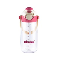 Školská fľaša so slamkou Akuku 480 ml, pink
