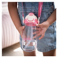 Školská fľaša so slamkou Akuku 480 ml, pink