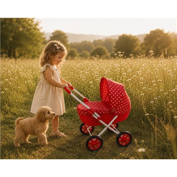 Detský kočík pre bábiky New Baby Anička red