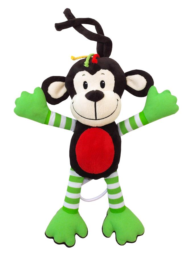 Detská plyšová hračka s hracím strojčekom Baby Mix opice zelená