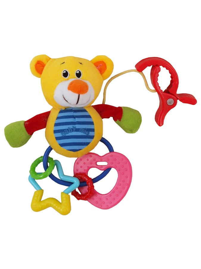 Plyšová hračka s chrastítkem Baby Mix medvěd Žltá